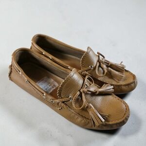 Coach Nadia Driving Moccasins Women 7.5 B Tan Leather Tassel Loafers A0954